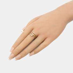 Cartier 18K Pink Rose Gold Diamond Juste Un Clou Double Ring EU 54