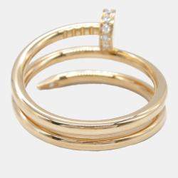 Cartier 18K Pink Rose Gold Diamond Juste Un Clou Double Ring EU 54