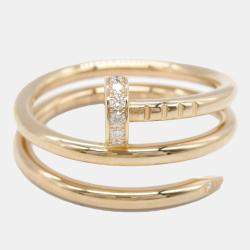 Cartier 18K Pink Rose Gold Diamond Juste Un Clou Double Ring EU 54