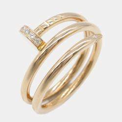 Cartier 18K Pink Rose Gold Diamond Juste Un Clou Double Ring EU 54