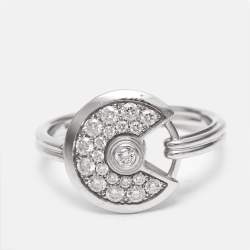Cartier Amulette de Cartier Diamond 18K White Gold Ring Size 50