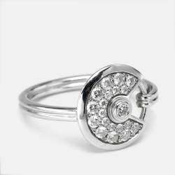 Cartier Amulette de Cartier Diamond 18K White Gold Ring Size 50