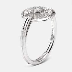Cartier Amulette de Cartier Diamond 18K White Gold Ring Size 50