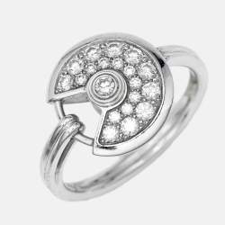 Cartier Amulette de Cartier Diamond 18K White Gold Ring Size 50