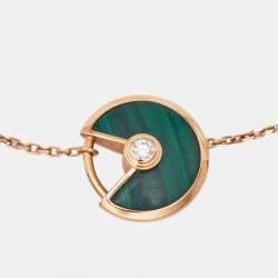 Cartier Amulette De Cartier Malachite Diamond 18k Rose Gold XS Model Bracelet 