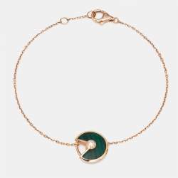 Cartier Amulette De Cartier Malachite Diamond 18k Rose Gold XS Model Bracelet 