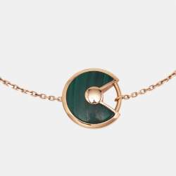 Cartier Amulette De Cartier Malachite Diamond 18k Rose Gold XS Model Bracelet 