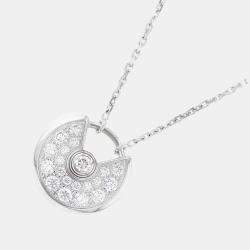 Cartier 18K White Gold and Diamond Amulette De Cartier Pendant Necklace