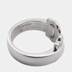 Pre Owned Cartier 18K White Gold C De Cartier Band Ring EU 49