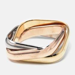 Pre Owned Cartier Trinity Cushion-Shaped 18k Three Tone Gold Classic Model Ring Size 50