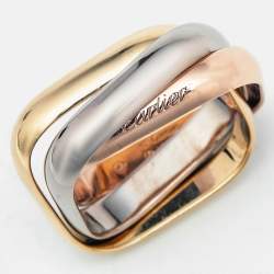 Pre Owned Cartier Trinity Cushion-Shaped 18k Three Tone Gold Classic Model Ring Size 50