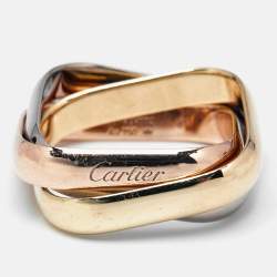 Pre Owned Cartier Trinity Cushion-Shaped 18k Three Tone Gold Classic Model Ring Size 50