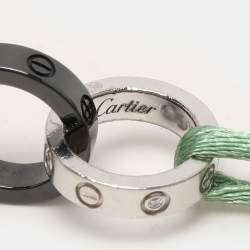 Pre Owned Cartier Love 18K White Gold Black Ceramic Diamond Bracelet