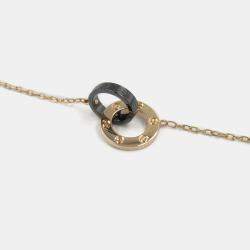 Pre Owned Cartier 18K Rose Gold Diamond Ceramic Love Necklace 
