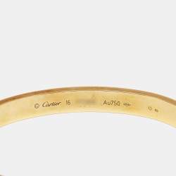 Pre Owned Cartier Love 18k Yellow Gold Classic Model Bracelet 16