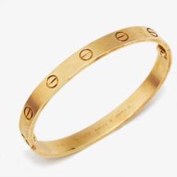 Pre Owned Cartier Love 18k Yellow Gold Classic Model Bracelet 16