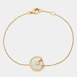 مملوكة مسبقًا Cartier Amulette De Cartier Mother of Pearl Diamond 18k Yellow Gold Bracelet
