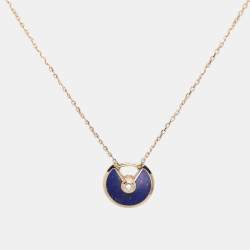Cartier Amulette De Cartier Diamond Lapis Lazuli 18k Yellow Gold XS Model Pendant Necklace