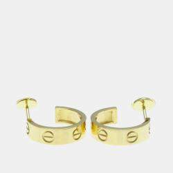 Pre Owned Cartier 18K Yellow Gold Half Hoop Love Earrings