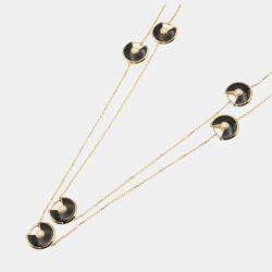 Cartier 18K Rose Gold, Diamond and Onyx Amulette De Cartier Necklace