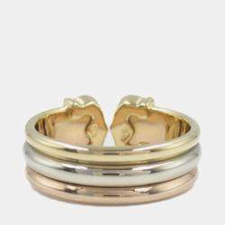 Cartier 18K Yellow, Rose, White Gold Double C Ring EU 47