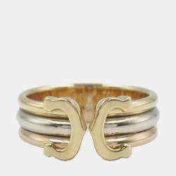 Cartier 18K Yellow, Rose, White Gold Double C Ring EU 47