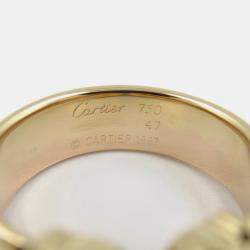 Cartier 18K Yellow, Rose, White Gold Double C Ring EU 47