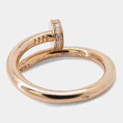 Pre Owned Cartier 18K Pink Gold Diamond Juste un Clou Ring EU 57