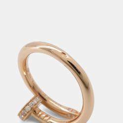 Pre Owned Cartier 18K Pink Gold Diamond Juste un Clou Ring EU 57