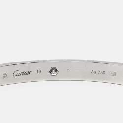 Cartier Love White 1 Diamond 18k White Gold Open Cuff Bracelet 19