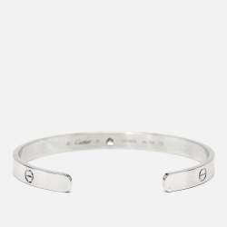 Cartier Love White 1 Diamond 18k White Gold Open Cuff Bracelet 19