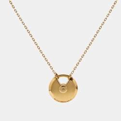 Cartier Amulette De Cartier Mother of Pearl Diamond 18k Yellow Gold Small Model Necklace