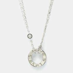 Cartier 18K White Gold 2 Diamond LOVE Pendant Necklace