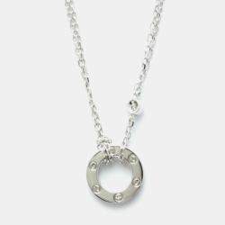 Cartier 18K White Gold 2 Diamond LOVE Pendant Necklace