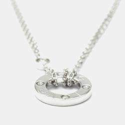 Cartier 18K White Gold 2 Diamond LOVE Pendant Necklace
