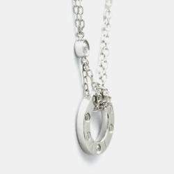 Cartier 18K White Gold 2 Diamond LOVE Pendant Necklace