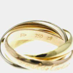 Cartier 18K Yellow Gold, Rose Gold, White Gold Trinity Ring EU 53