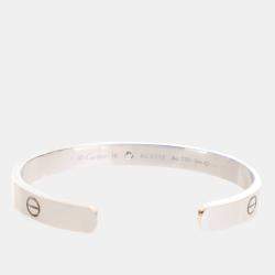 Cartier 18K White Gold Diamond Love Cuff Bracelet Size 16