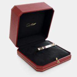Cartier 18K White Gold Diamond Love Cuff Bracelet Size 16