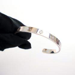 Cartier 18K White Gold Diamond Love Cuff Bracelet Size 16