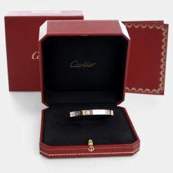 Cartier 18K White Gold Diamond Love Cuff Bracelet Size 16