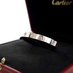 Cartier 18K White Gold Diamond Love Cuff Bracelet Size 16