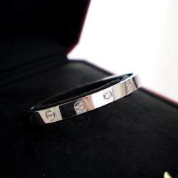 Cartier 18K White Gold Diamond Love Cuff Bracelet Size 16