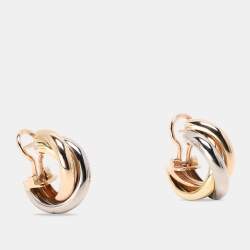 مملوكة مسبقًا Cartier Trinity Three Tone Gold Mini Model Earrings 
