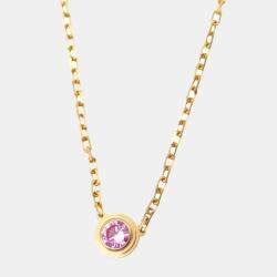 Cartier 18K Yellow Gold  Pendant D'Amour Pink Sapphire Necklace 