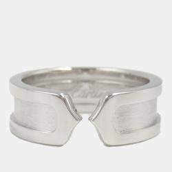Cartier 18K White Gold Double C Ring EU 50