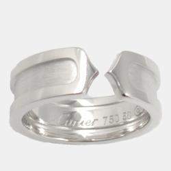 Cartier 18K White Gold Double C Ring EU 50