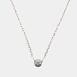 Cartier 18K White Gold D'Amour Diamond Pendant Necklace 