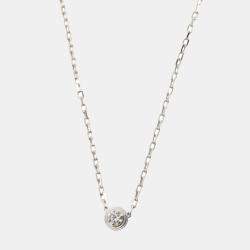Cartier 18K White Gold D'Amour Diamond Pendant Necklace 