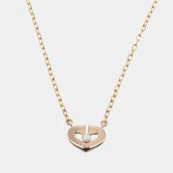 Cartier 18K Rose Gold with Diamond XS C Heart de Cartier Pendant Necklace